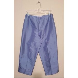 Elegant Blue Silk Cropped Pants